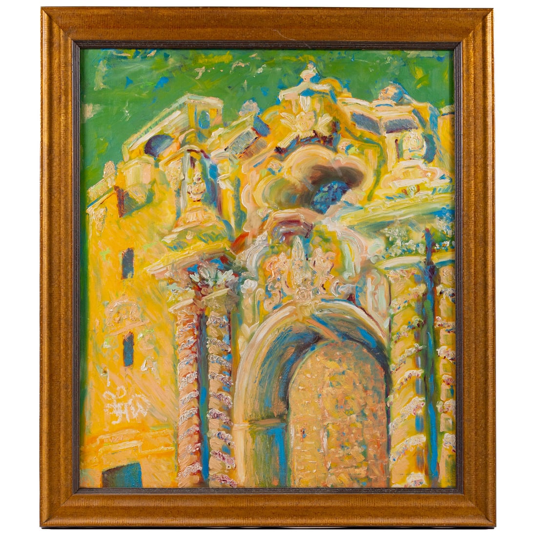 Artist Unknown. Impressionist Facade, oil: (20th century) Oil on canvas, possible signature ll, 42 x 36 in., 49 x 43 in.