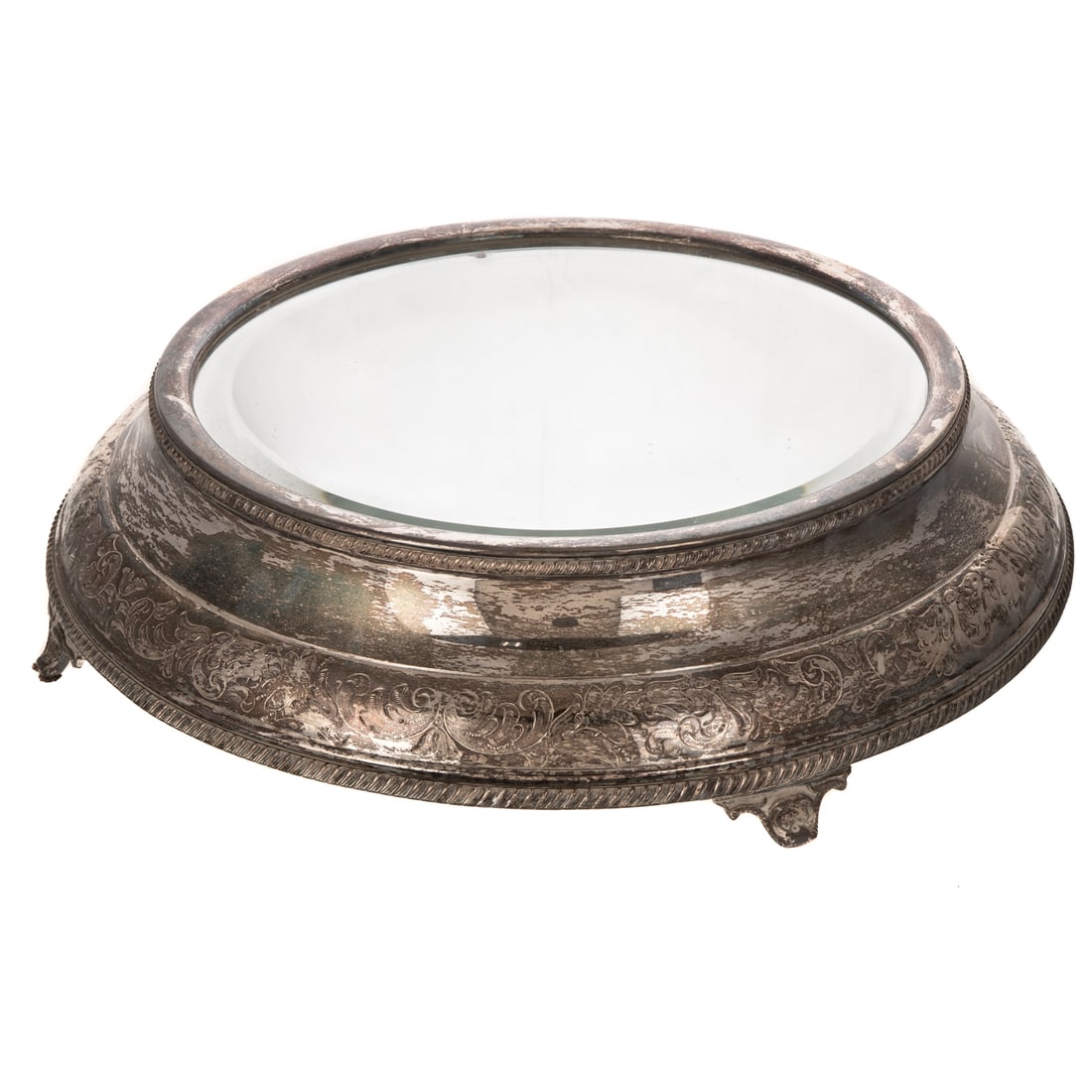 Silver Plated-Mounted Mirrored Plateau (1 of 3)