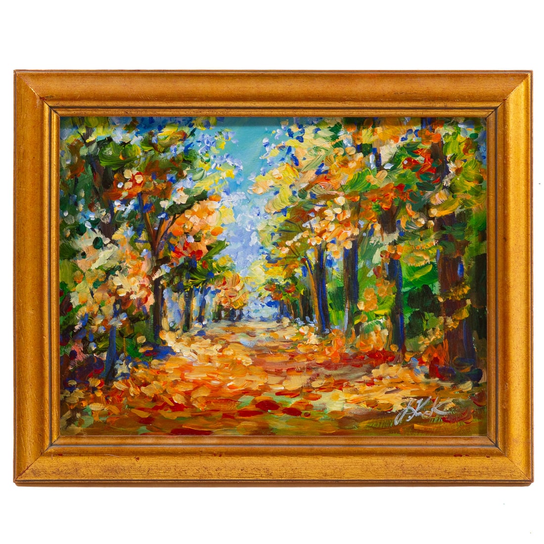Magdalena Krzak. Road Through Woods, oil: (20th century) Oil on canvas, signed lr, sight size: 11 3/4 x 15 1/2 in., framed size: 15 x 19 in.