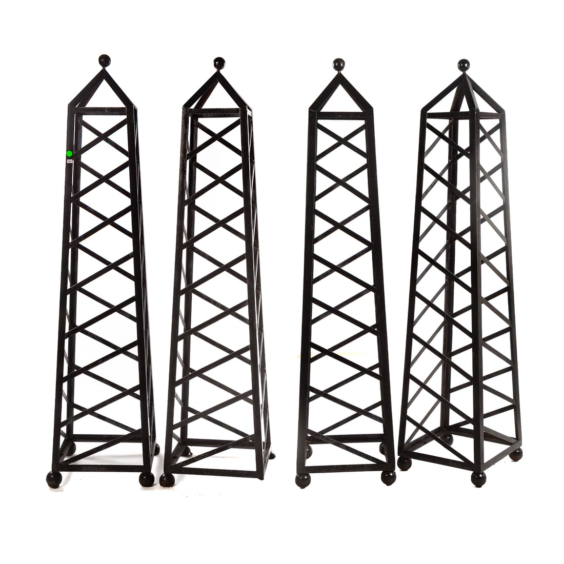 Four Painted Metal Garden Obelisks: Each: 76 in. H, 19 in. Sq.