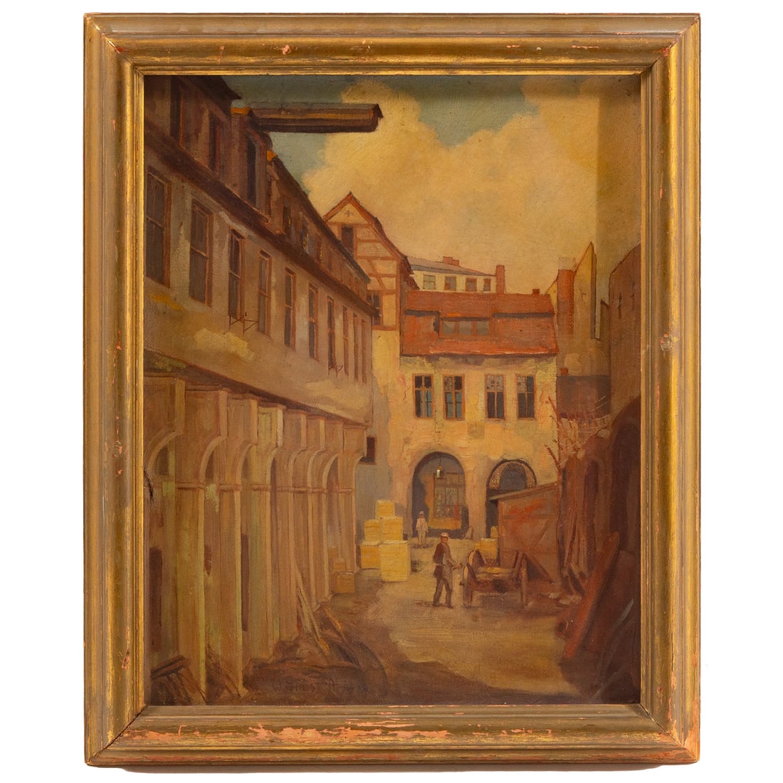 Continental School. Street Scene with Figures, oil (1 of 4)