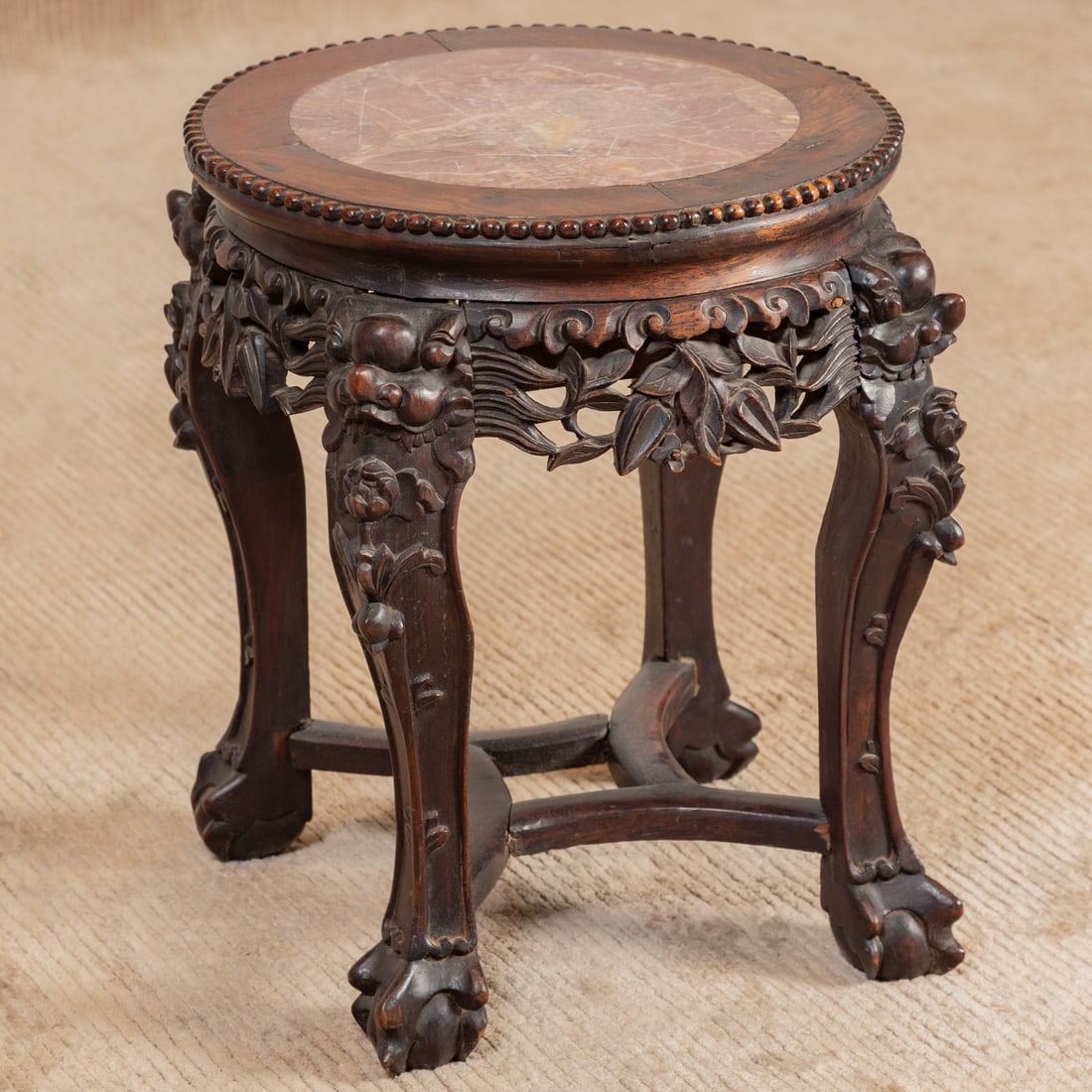 Chinese Carved Hardwood Jardiniere Stand (1 of 5)