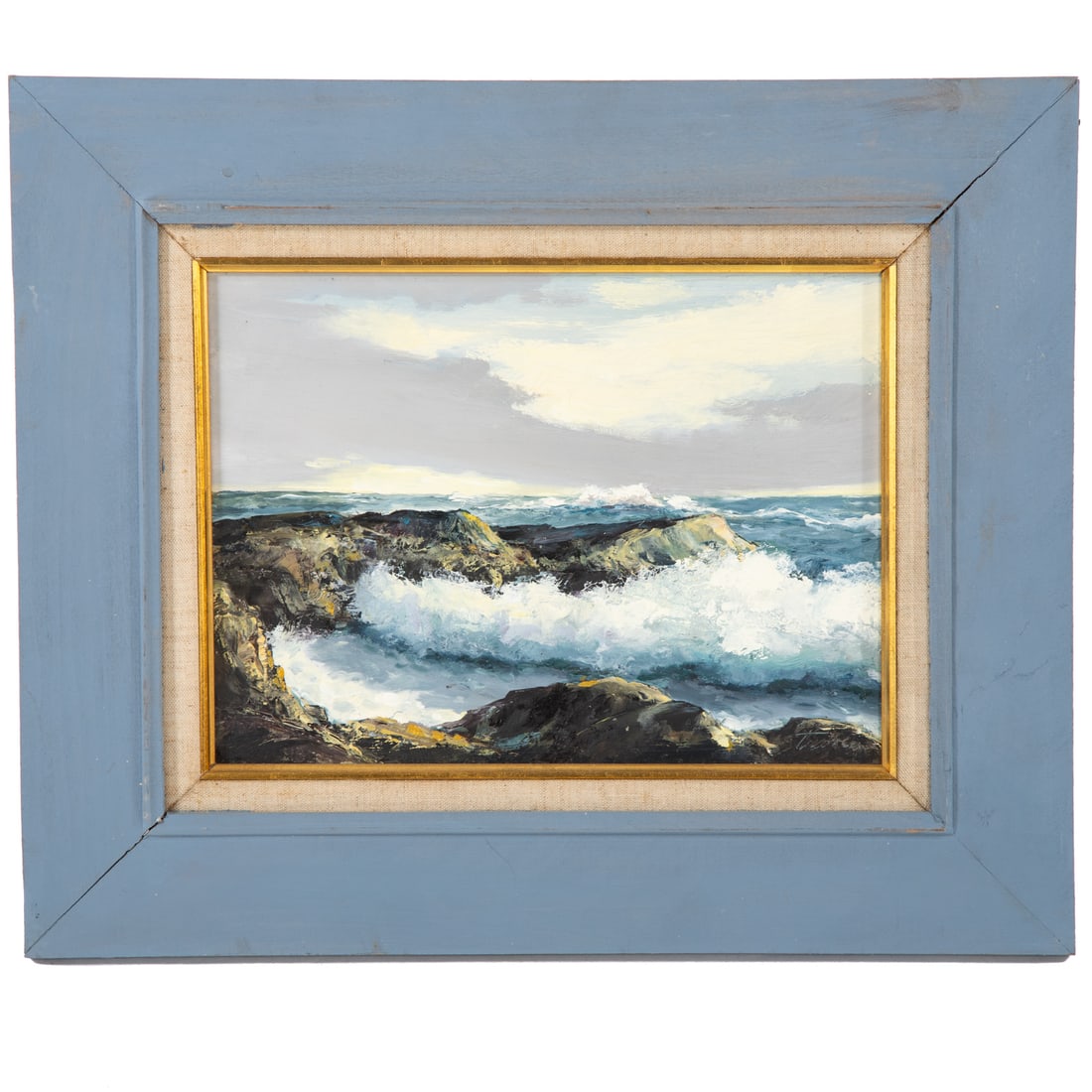 Helen Struven. Rocky Coastline, oil: (American, 1909-1986) Oil on board, signed lr, sight size: 8 1/2 x 11 1/2 in., framed size: 15 x 18 in.