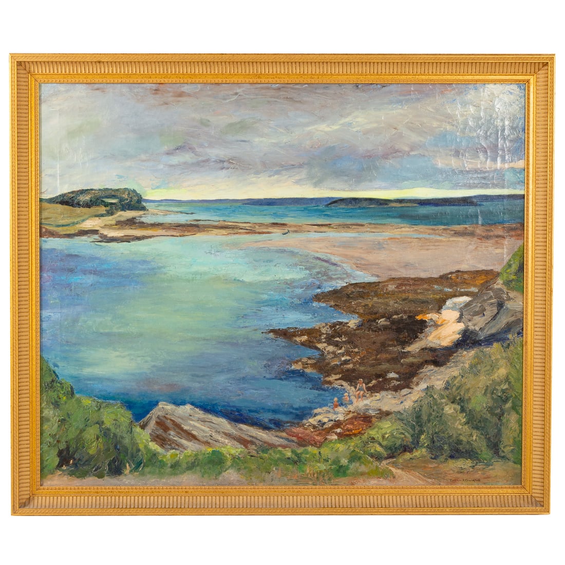 Eleanor R. Craighill. "The Bar," oil: (American, 1896-1988) Oil on canvas, signed lr, titled on verso, sight size: 29 1/2 x 35 1/2 in., framed size: 33 1/4 x 39 1/2 in.