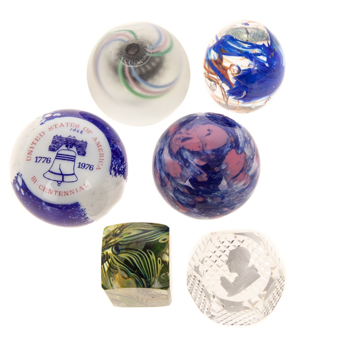 Six Signed Art Glass Paperweights (1 of 4)