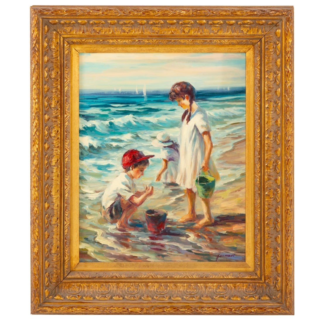 20th Century. Children at the Beach, oil (1 of 4)