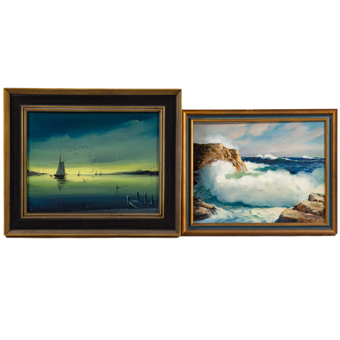 Helen Struven. Two Nautical Themed Paintings, oil: (American, 1909-1986) Both oil on canvas, signed lr, the largest sight size: 13 1/2 x 17 1/2 in., framed size: 16 1/2 x 20 1/2 in.