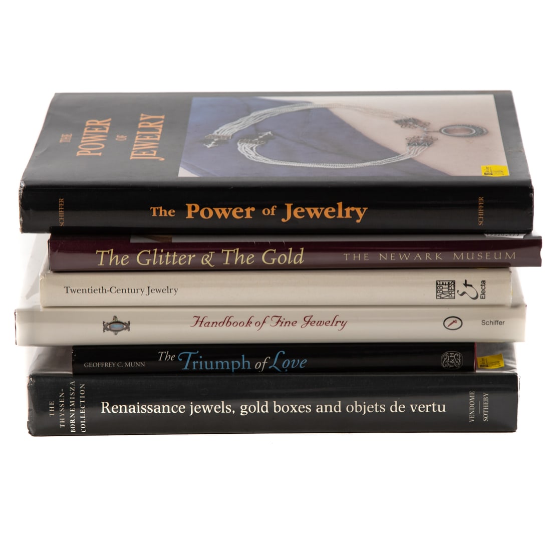 Selection of Books on Gold & Jewelry: Includes: "The Glitter and the Gold-Fashioning America's Jewelry" "The Power of Jewelry" "Renaissance Jewels-Gold Boxes and Objects de Vertu" "The Triumph of Love-Jewelry 1530-1930" "Handbook of Fine