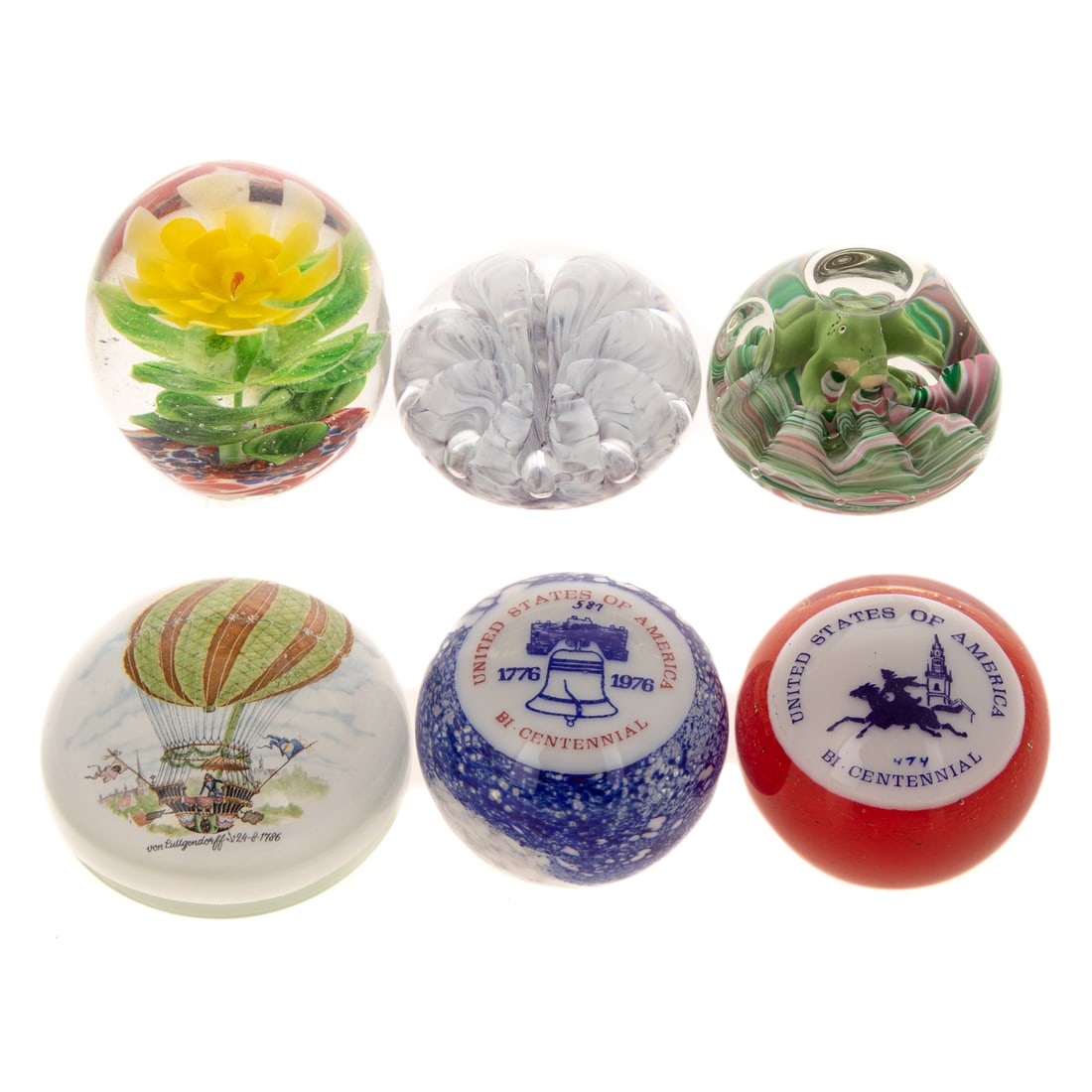 Six Art Glass Paperweights (1 of 3)