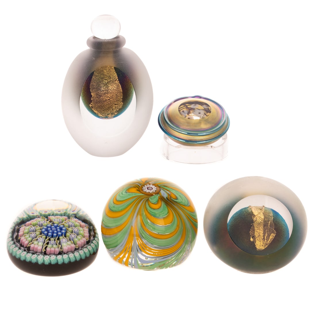 Five Signed Art Glass Paperweights (1 of 5)