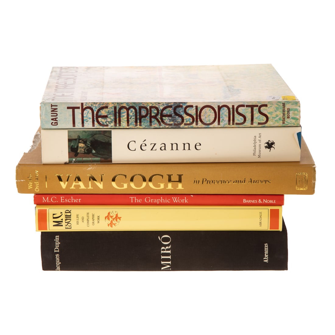 Collection of Coffee Table Books on Artists: Collection includes: "Cezanne" by the Philadelphia Museum of Art, "Joan Miro-Life and Work" by Jacques Dupin, "MC Escher-His Life and Complete Graphic" by FH Bool, et al., "MC Escher-The Graphic