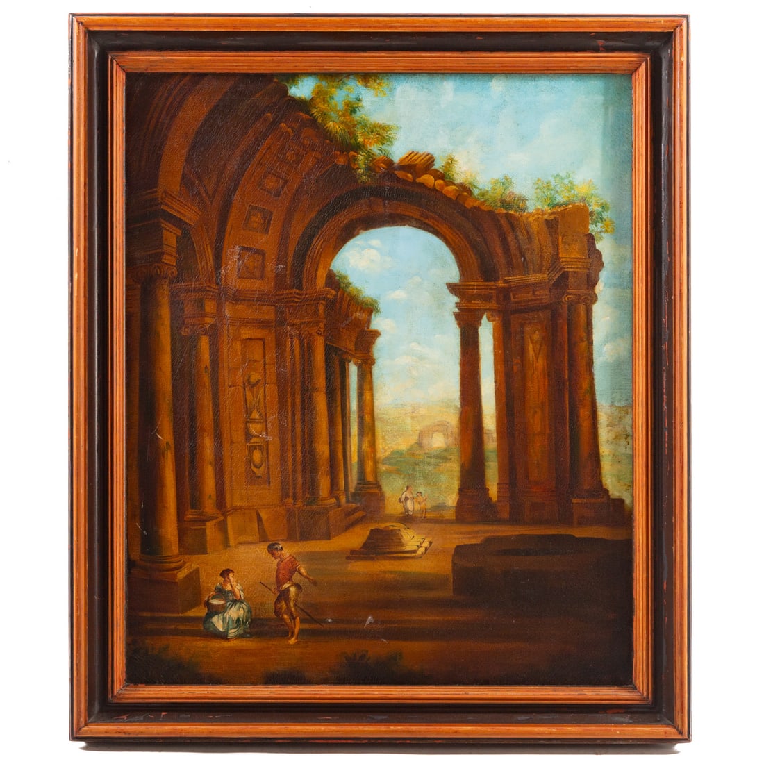 Artist Unknown. Capriccio Scene, oil: (19th century) Oil on canvas, unsigned, 36 x 30 in., framed size: 42 x 35 3/4 in.