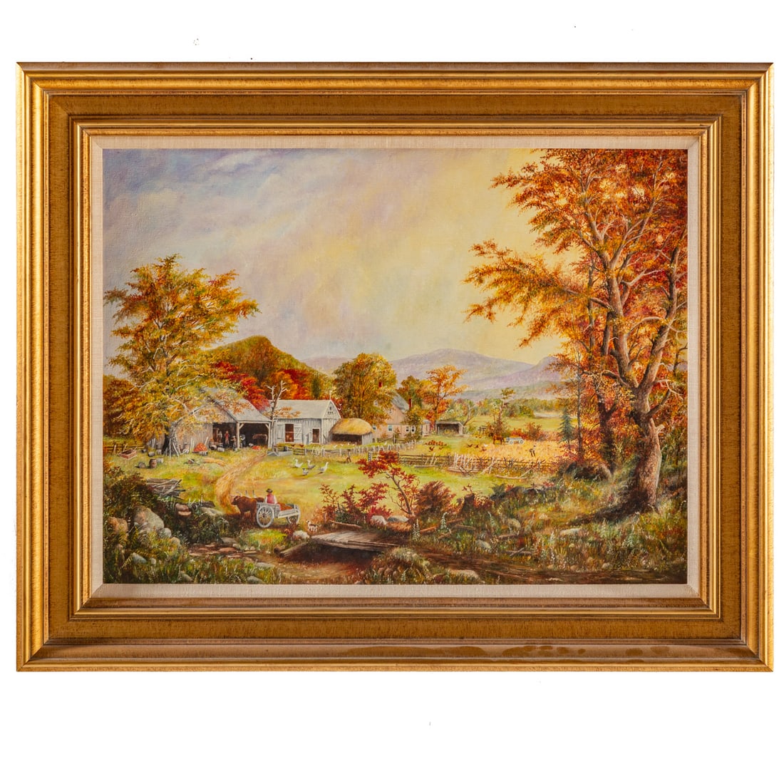 Artist Unknown. Landscape with Farm, oil (1 of 4)