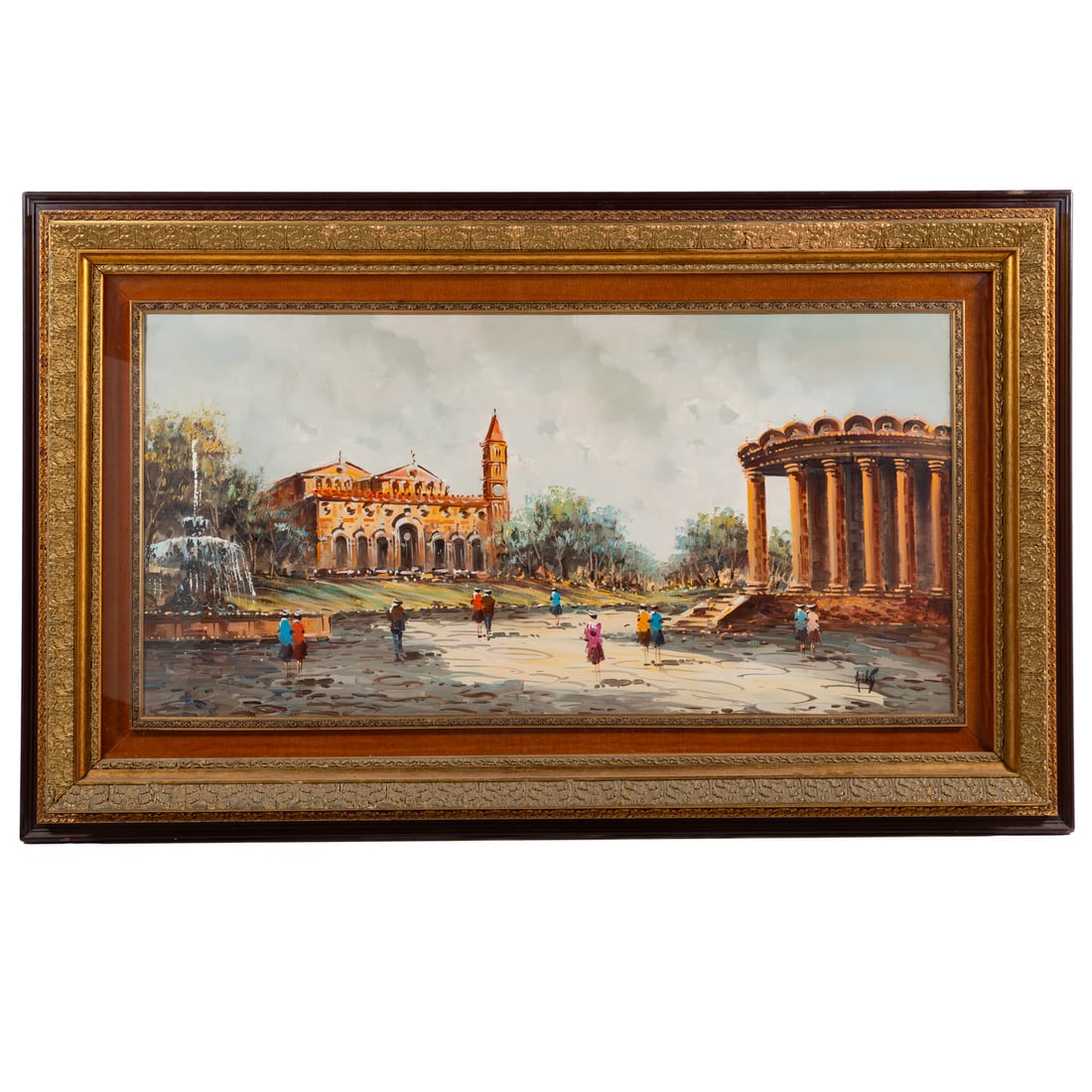 Antonio DeVity. Roman Cappriccio, oil: (Italian, 1901-1993) Oil on canvas, signed "A. DeVity" lr, 23 3/4 x 27 1/4 in., framed size: 38 x 81 in.