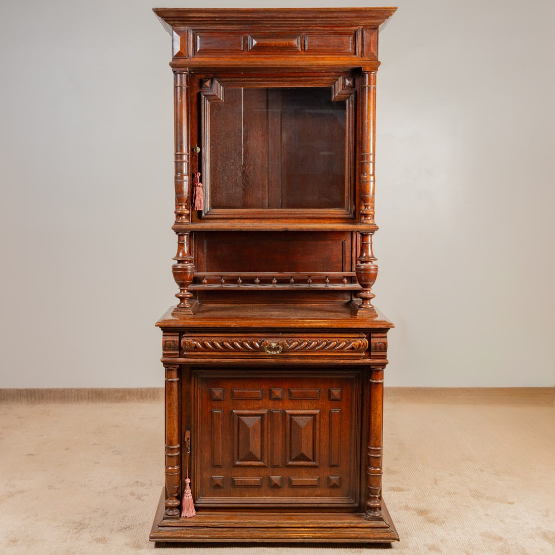 Renaissance Revival Oak Standing Cabinet (1 of 8)