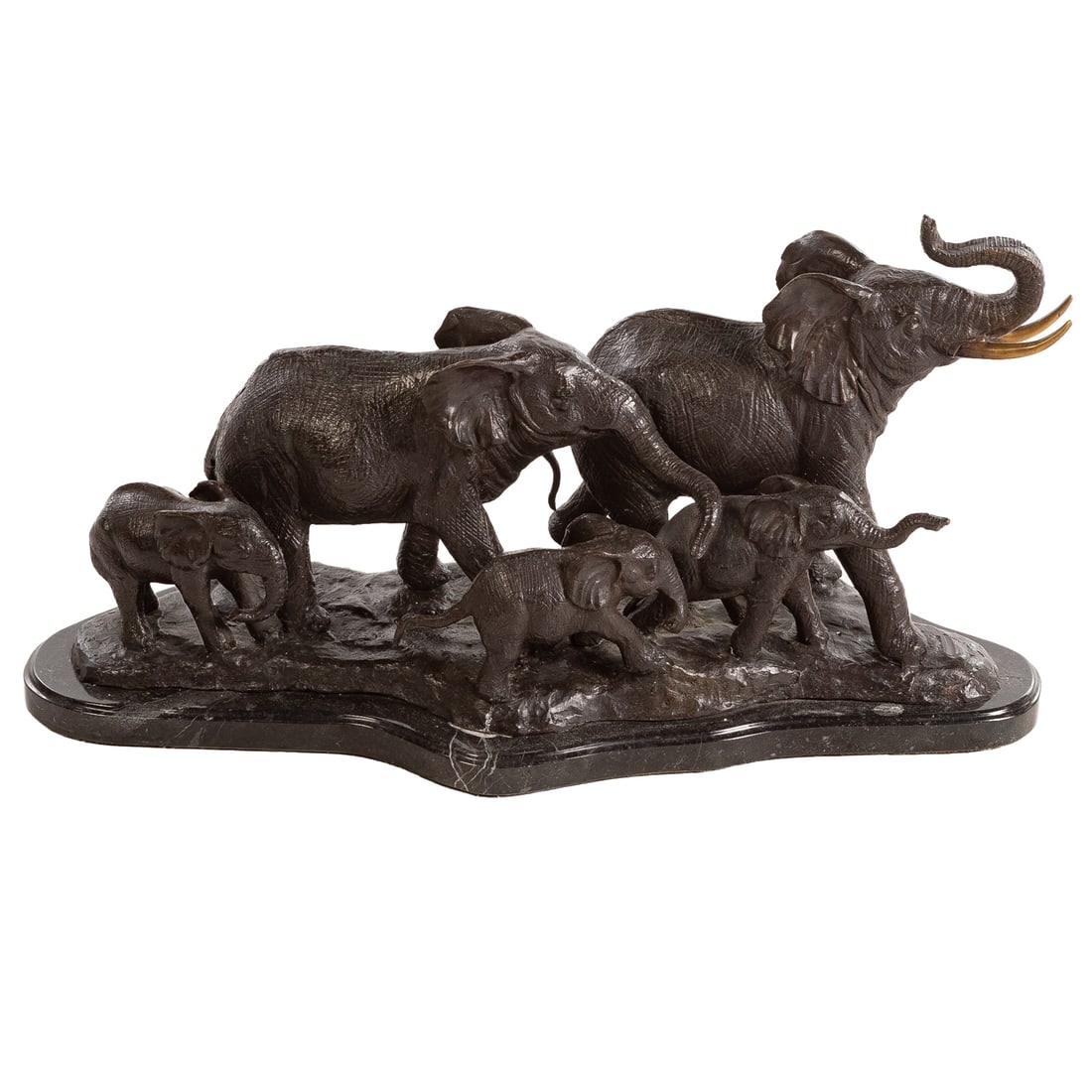 Patinated Metal Sculpture of a Herd of Elephants (1 of 3)