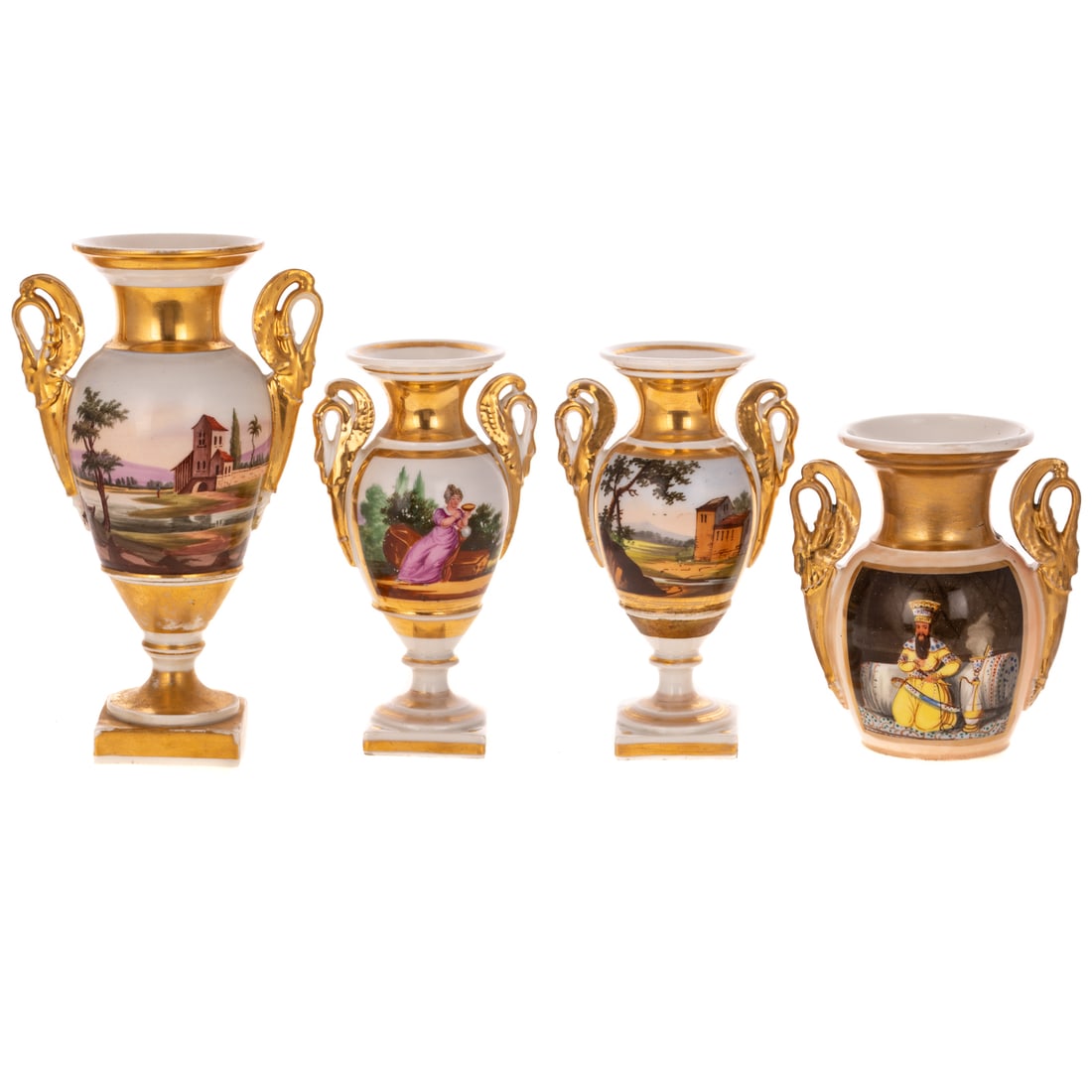 Group of Paris Porcelain Gilt & Pictorial Vases (1 of 3)