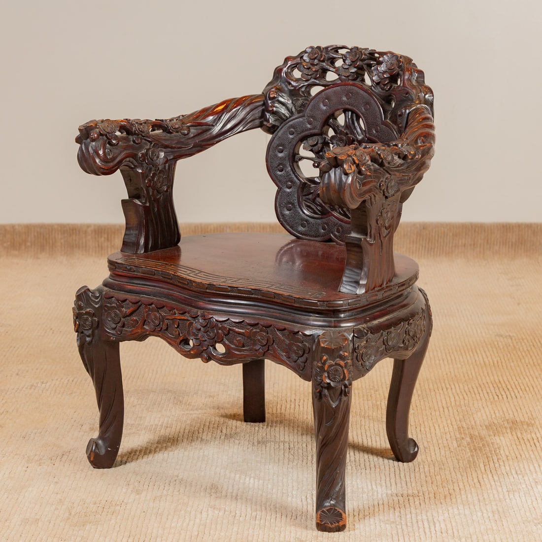Chinese Carved Hardwood Armchair (1 of 6)