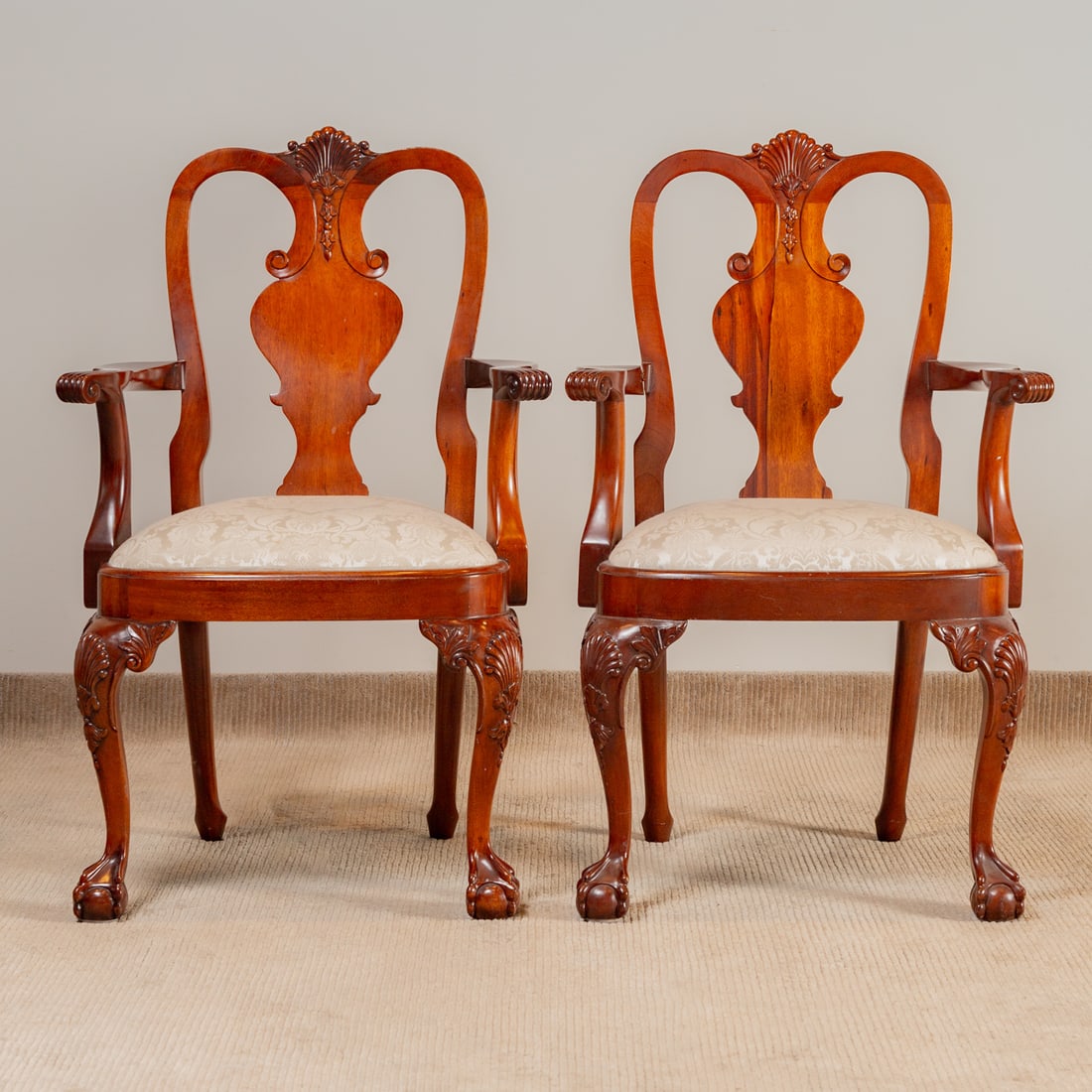 A Pair of Chippendale Style Mahogany Armchairs (1 of 6)