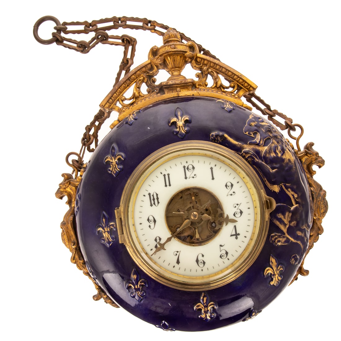 Eugene Farcot Brass-Mounted Ceramic Wall Clock (1 of 4)