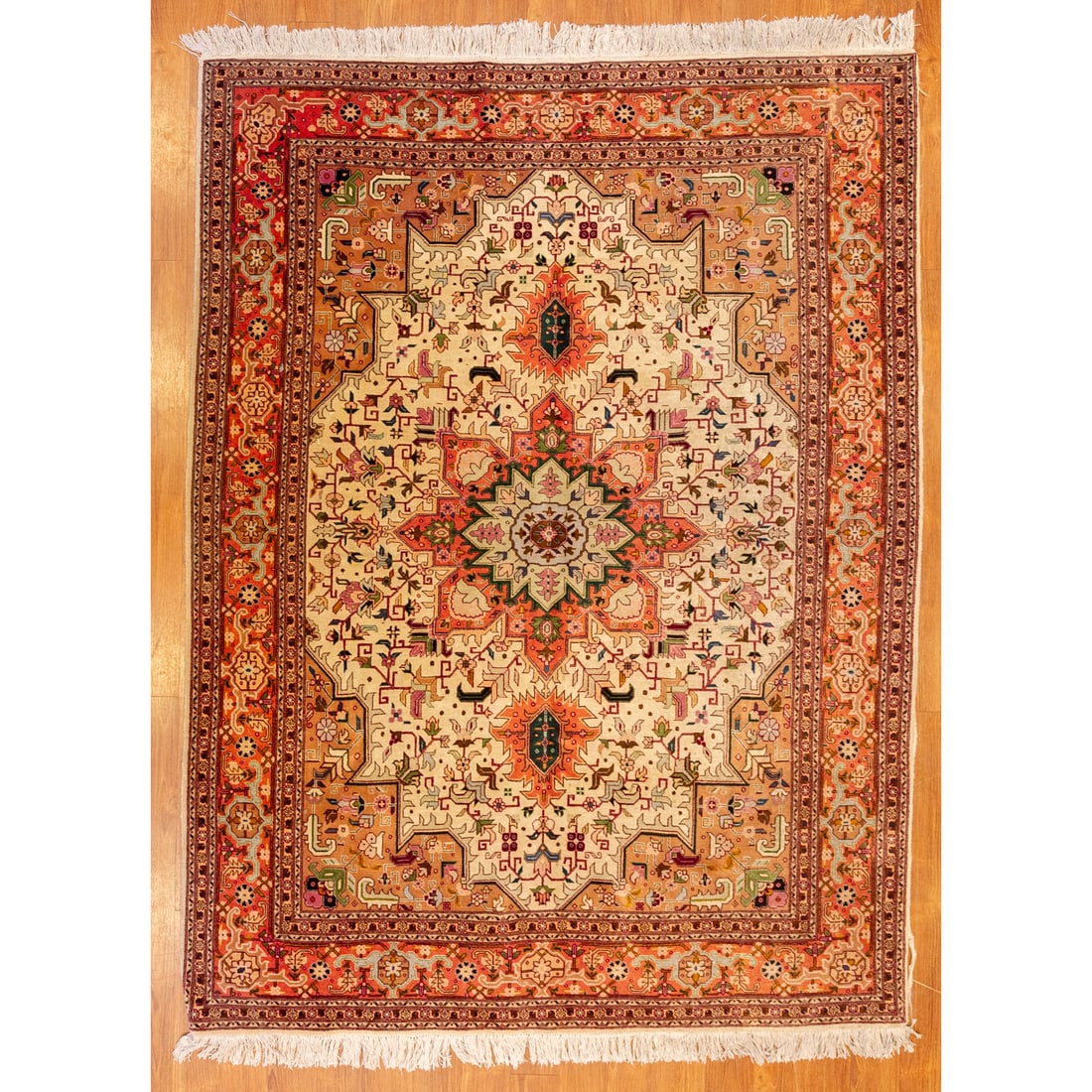 Tabriz Rug, Persia, 5 x 6.7: Modern, hand-knotted, wool pile