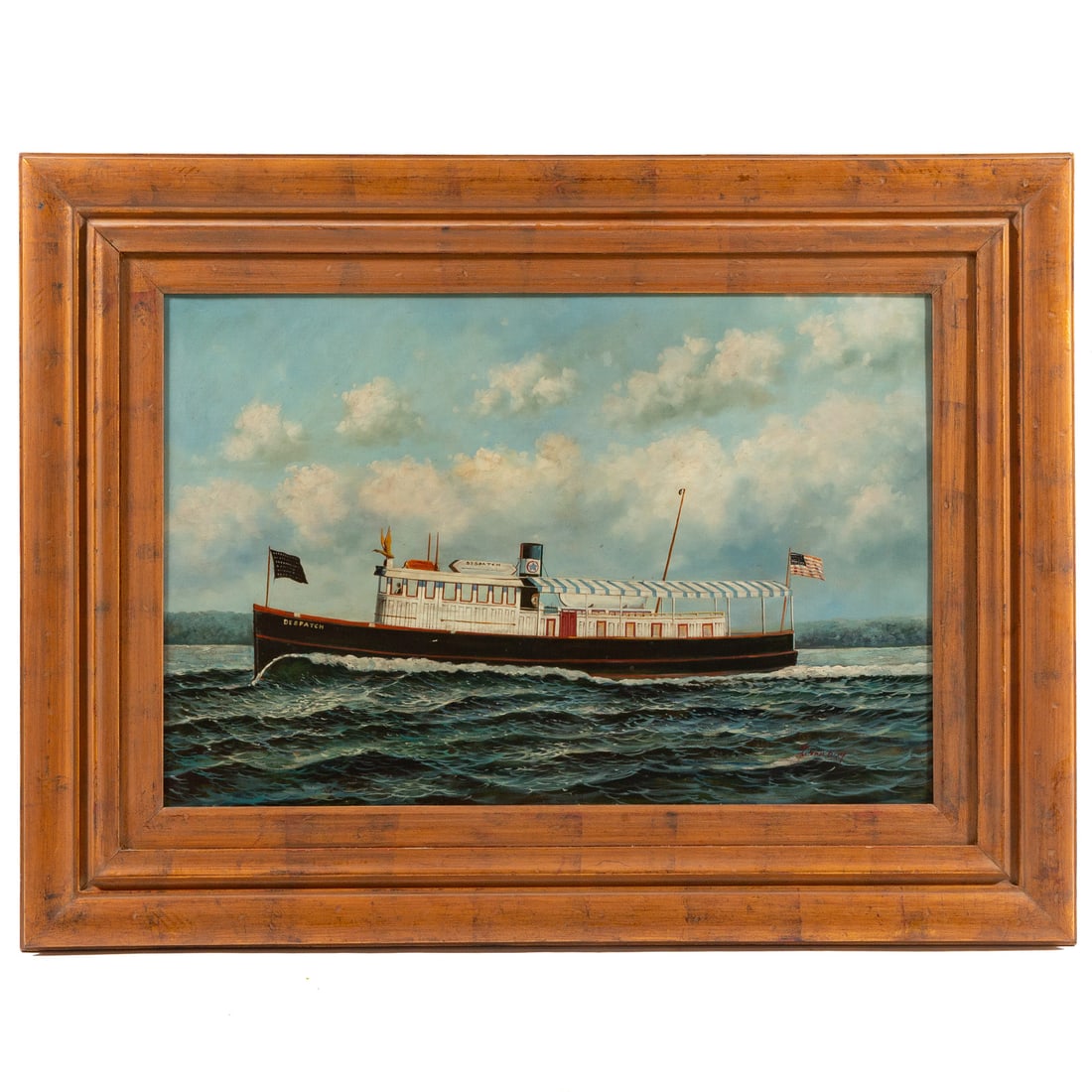 F. Tailroy. Steamboat Despatch, oil: (20th century) Oil on canvas, signed lr, sight size: 23 1/2 x 33 1/2 in., framed size: 36 1/2 x 49 in.