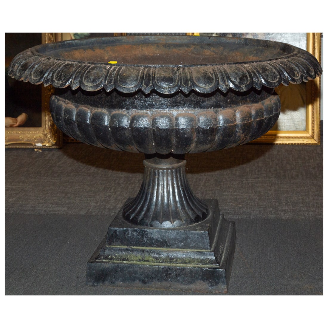 Large Victorian Painted Cast Iron Urn (1 of 4)