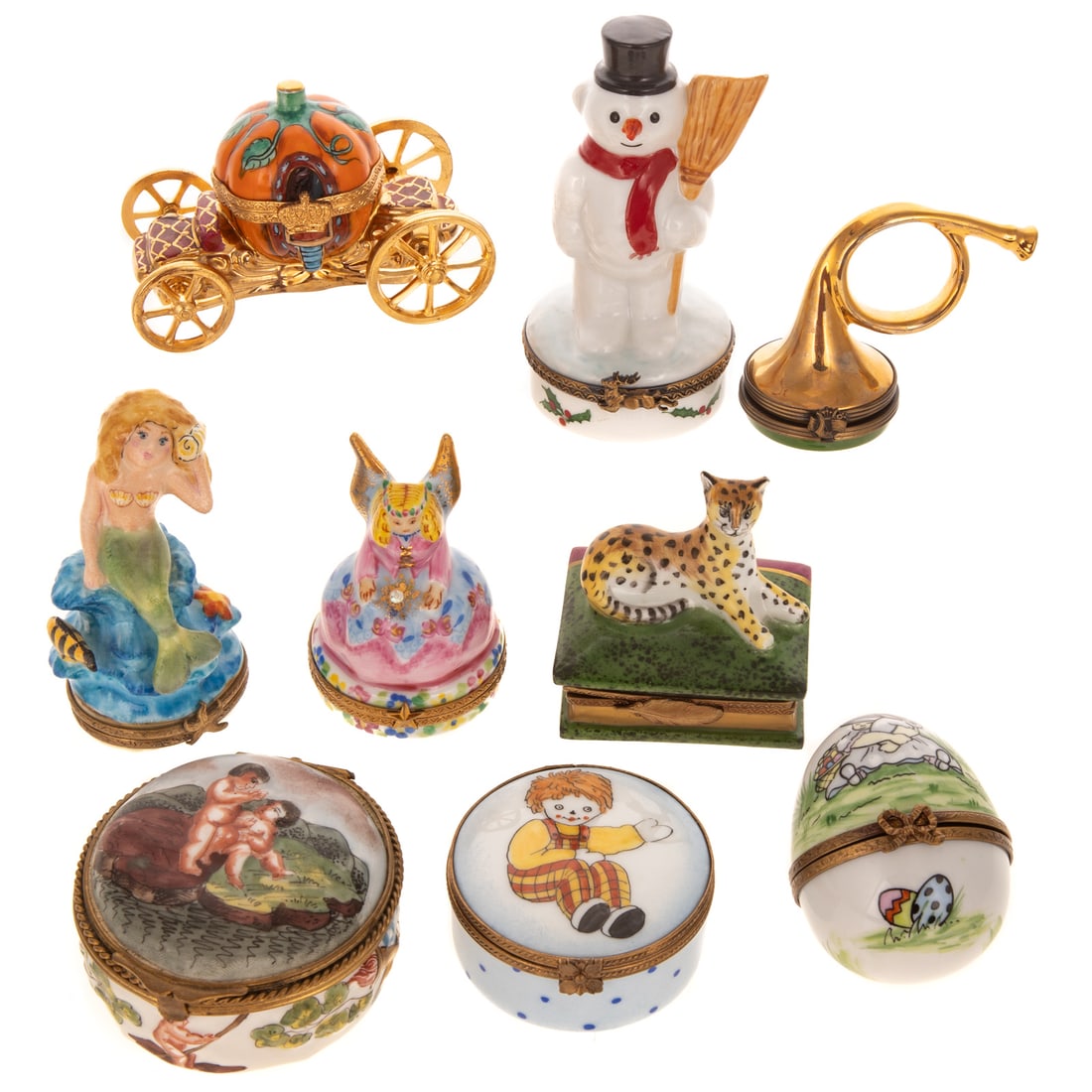 Eight Limoges & One Capodimonte Trinket Boxes (1 of 4)