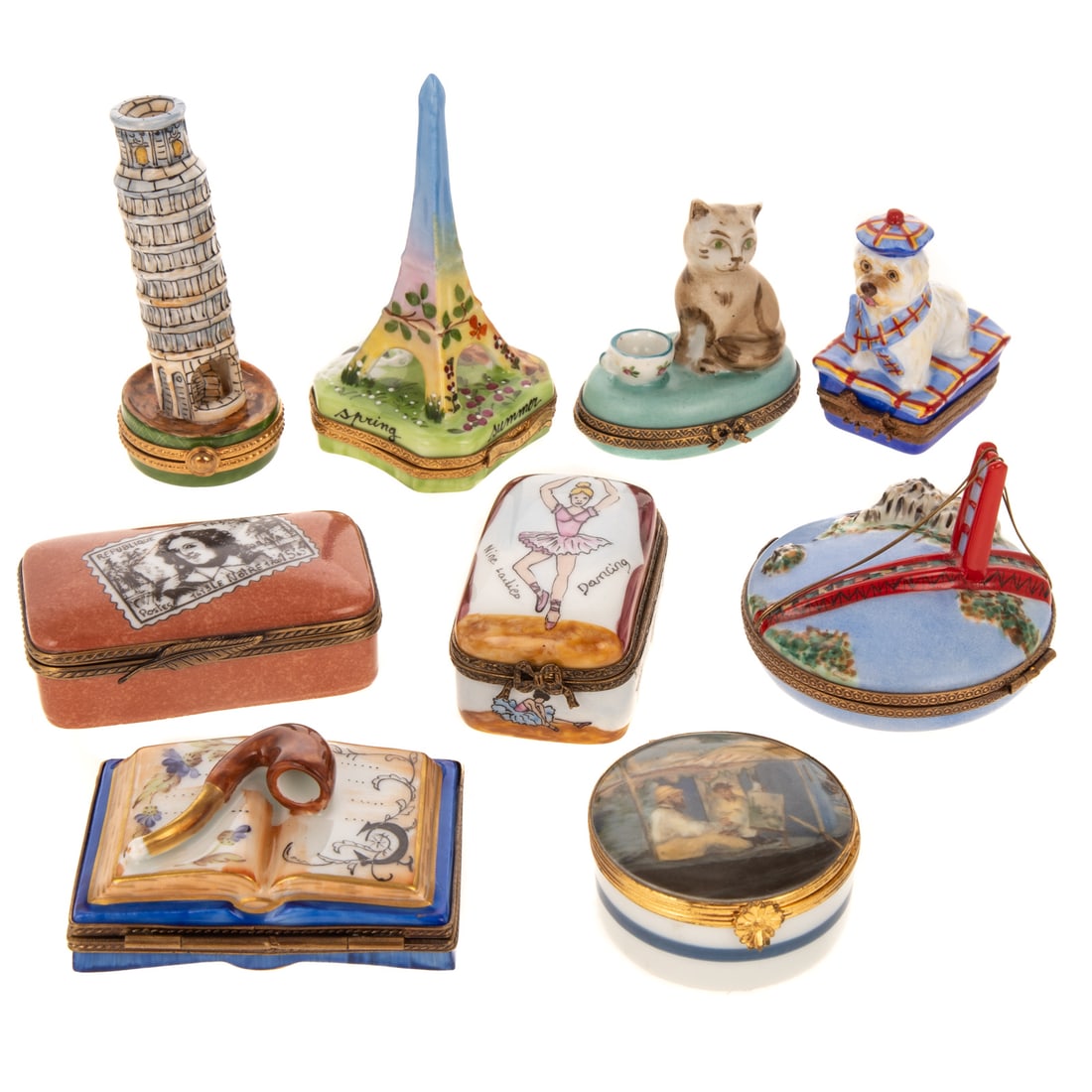 Nine Porcelain Limoges Trinket Boxes (1 of 6)