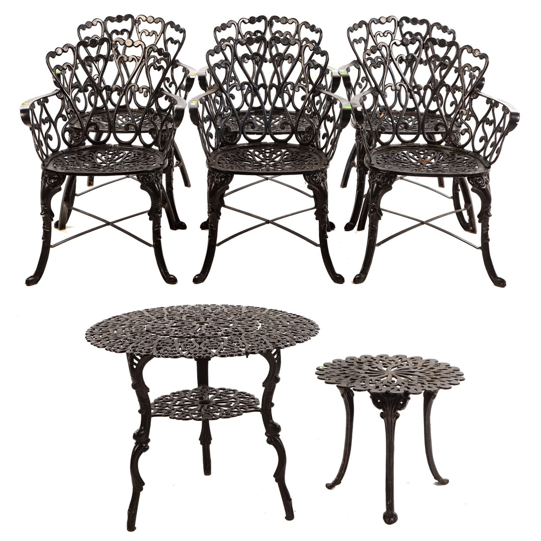 Eight Piece Victorian Style Cast Iron Patio Set (1 of 7)