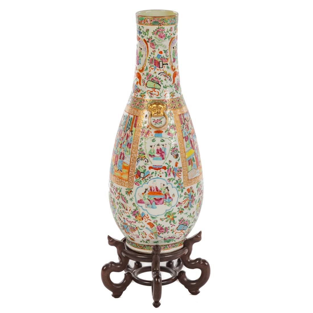 Chinese Rose Medallion Painted Mallet Vase (1 of 4)