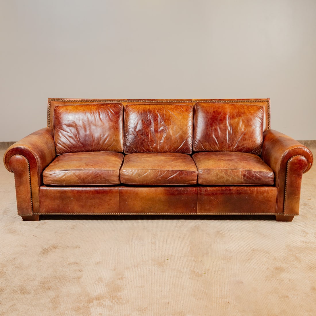 Contemporary Leather Six Cushion Sofa (1 of 5)