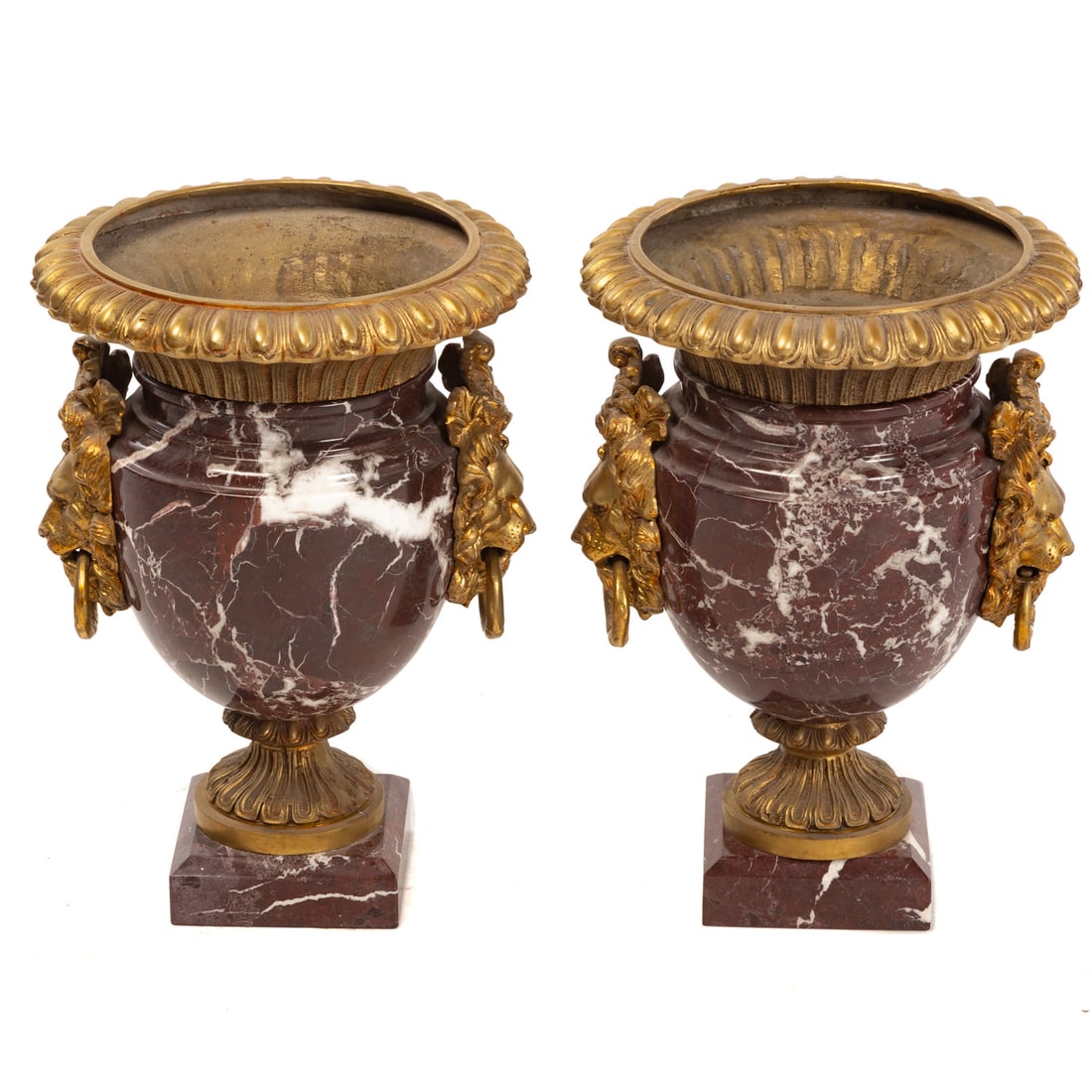 A Pair of Louis XVI Style Red Marble Urns (1 of 3)