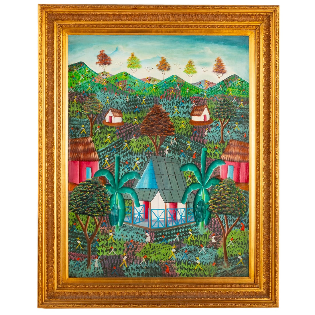 Haitian School. Rural Village Scene, oil (1 of 3)