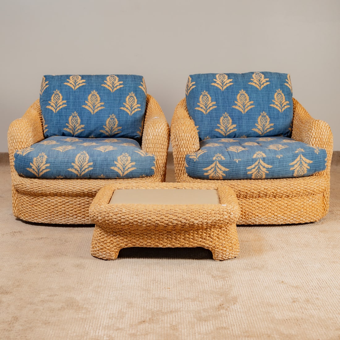 A Pair of Contemporary Swivel Armchairs & Ottoman (1 of 6)