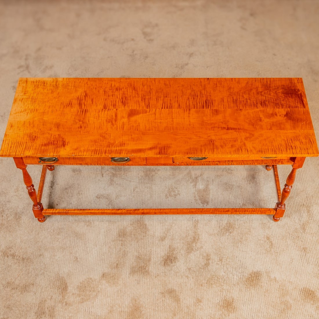 Jacobean Style Tiger Maple Console Table - 3