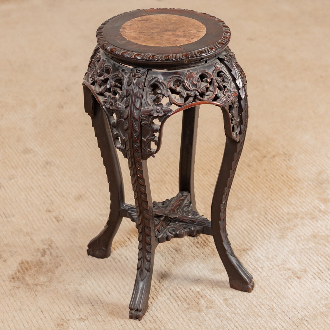 Chinese Carved Hardwood Marble Top Fern Stand (1 of 6)