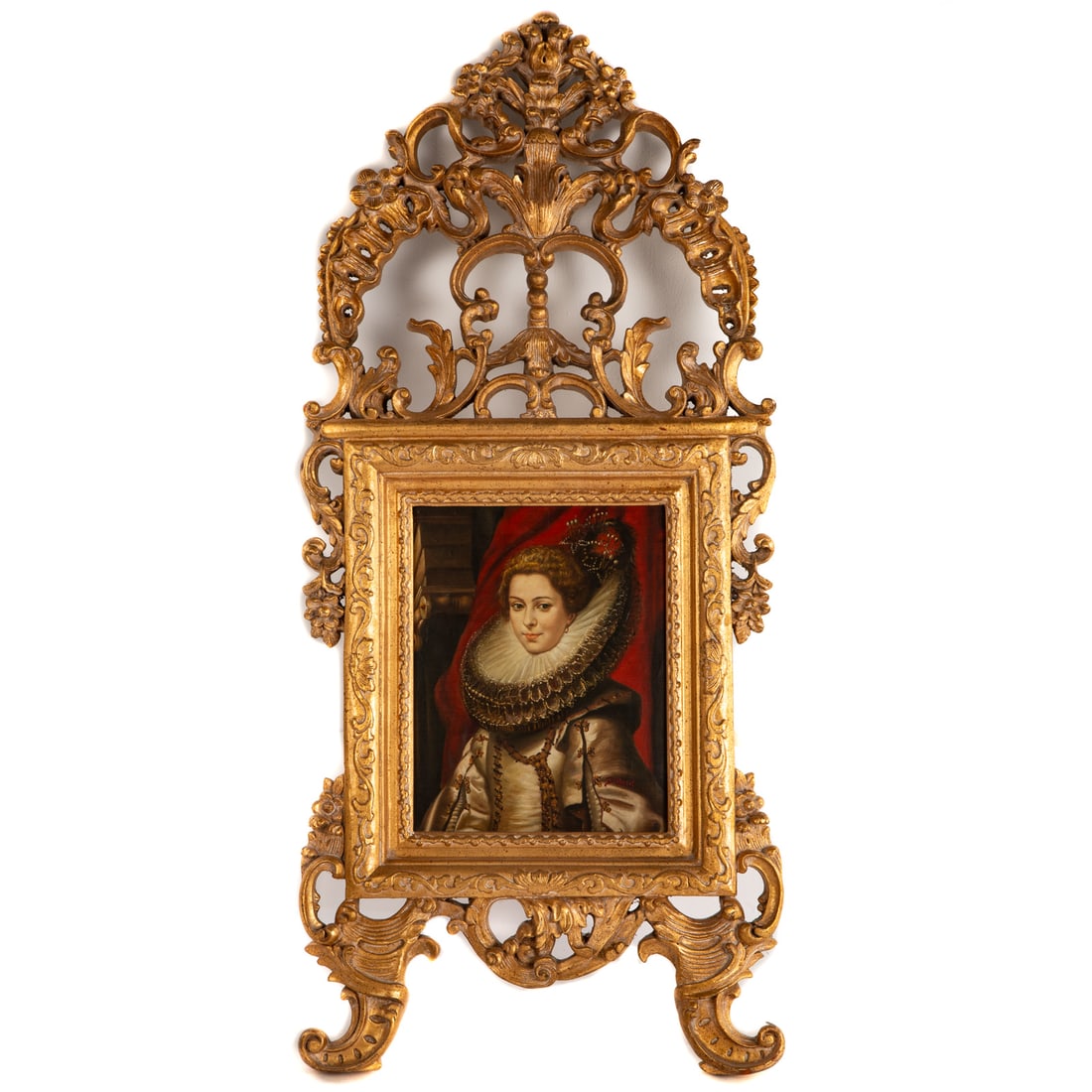 After Rubens. Marchesa Brigada Spinola-Doria, oil: (20th century) Oil on canvas, signed "D. Gerrit" lr, in a large Rococo Revival frame, sight size: 16 1/4 x 12 1/2 in., framed size: 53 x 24 in.