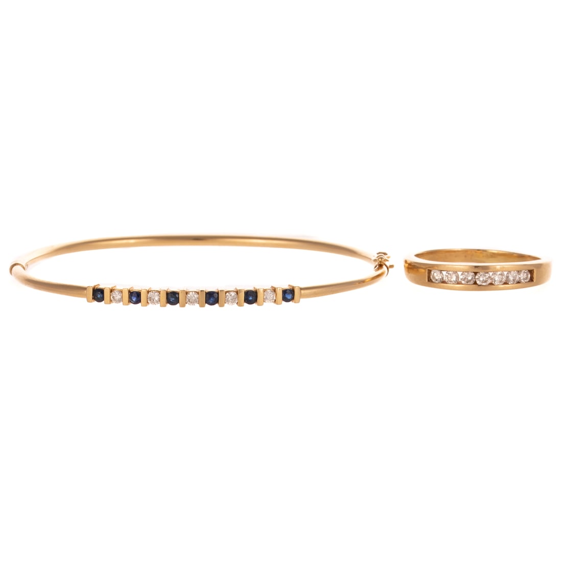 A Sapphire & Diamond Bangle & Diamond Band in 14K (1 of 5)