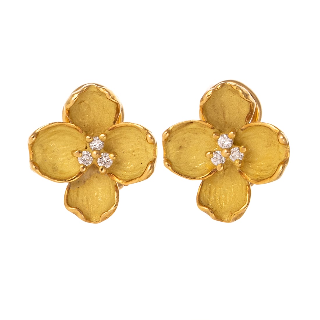 A Pair of Dogwood Flower Diamond Earrings in 18K (1 of 3)