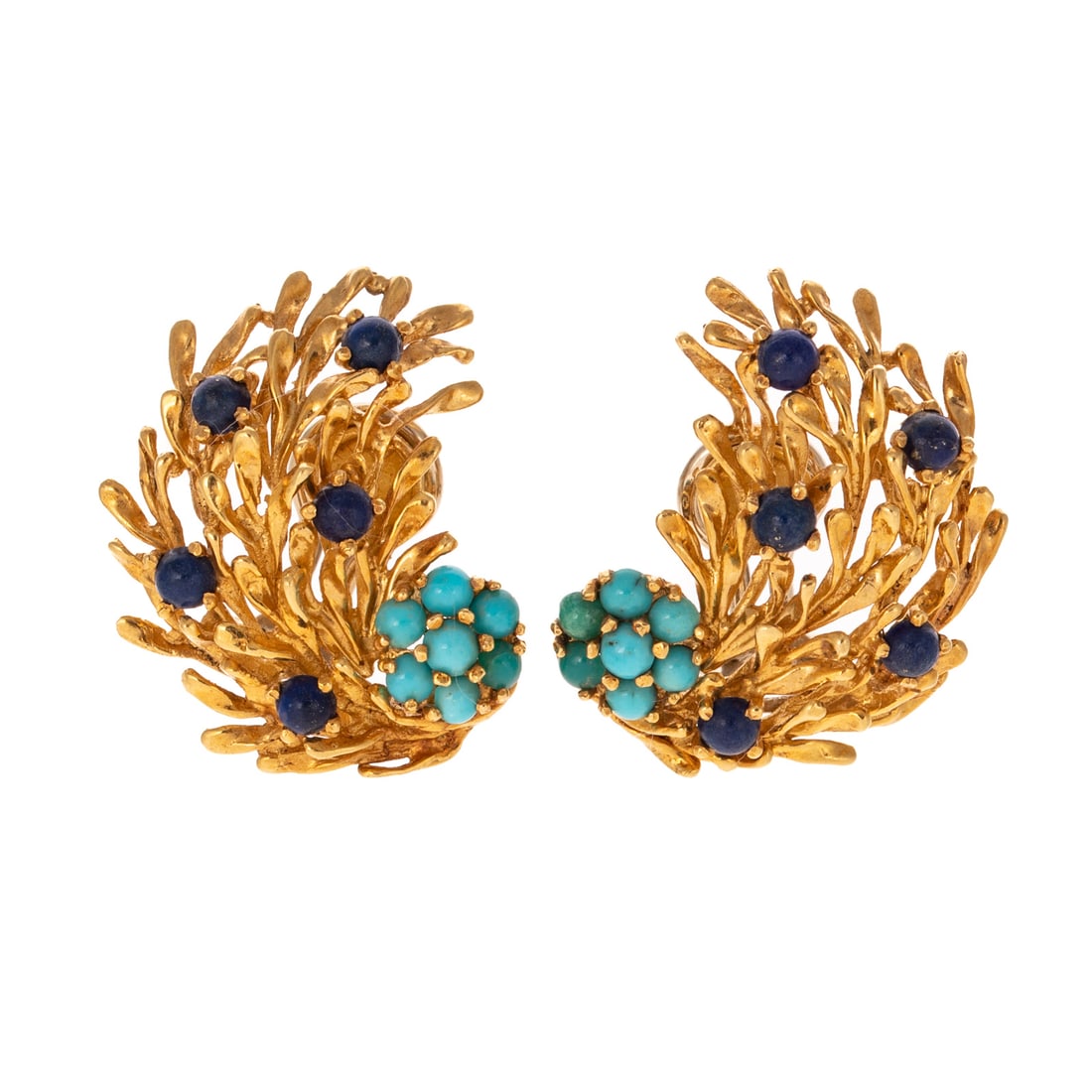 A Pair of Turquoise & Lapis Lazuli Earrings in 18K (1 of 3)