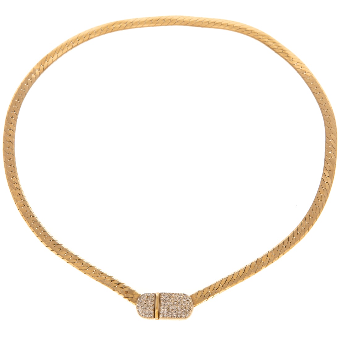 A Herringbone Necklace with Diamond Clasp in 14K (1 of 3)
