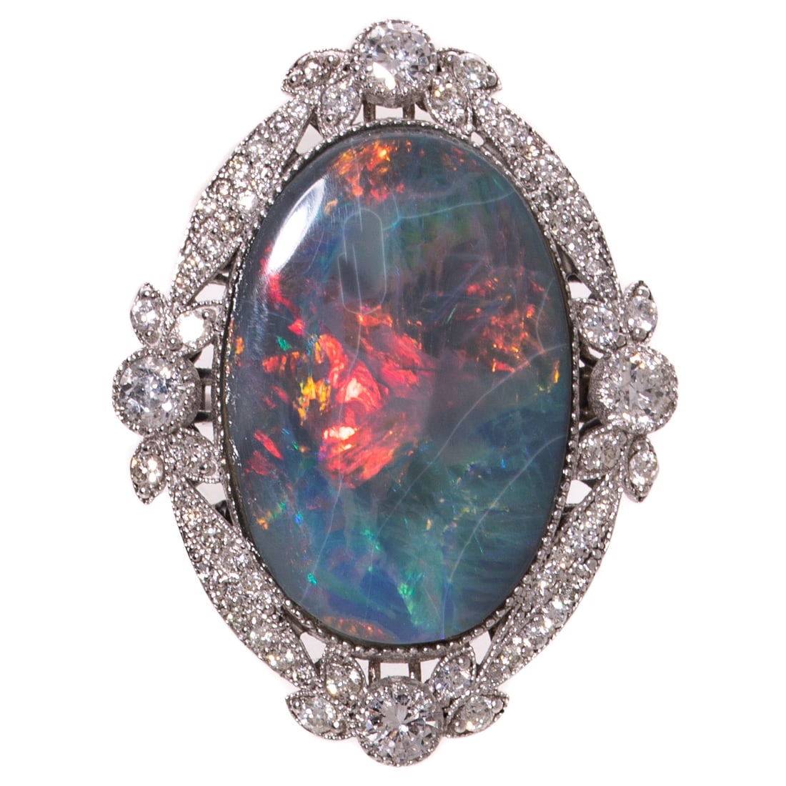 A GIA 11.37 ct Black Opal Ring in Platinum (1 of 8)