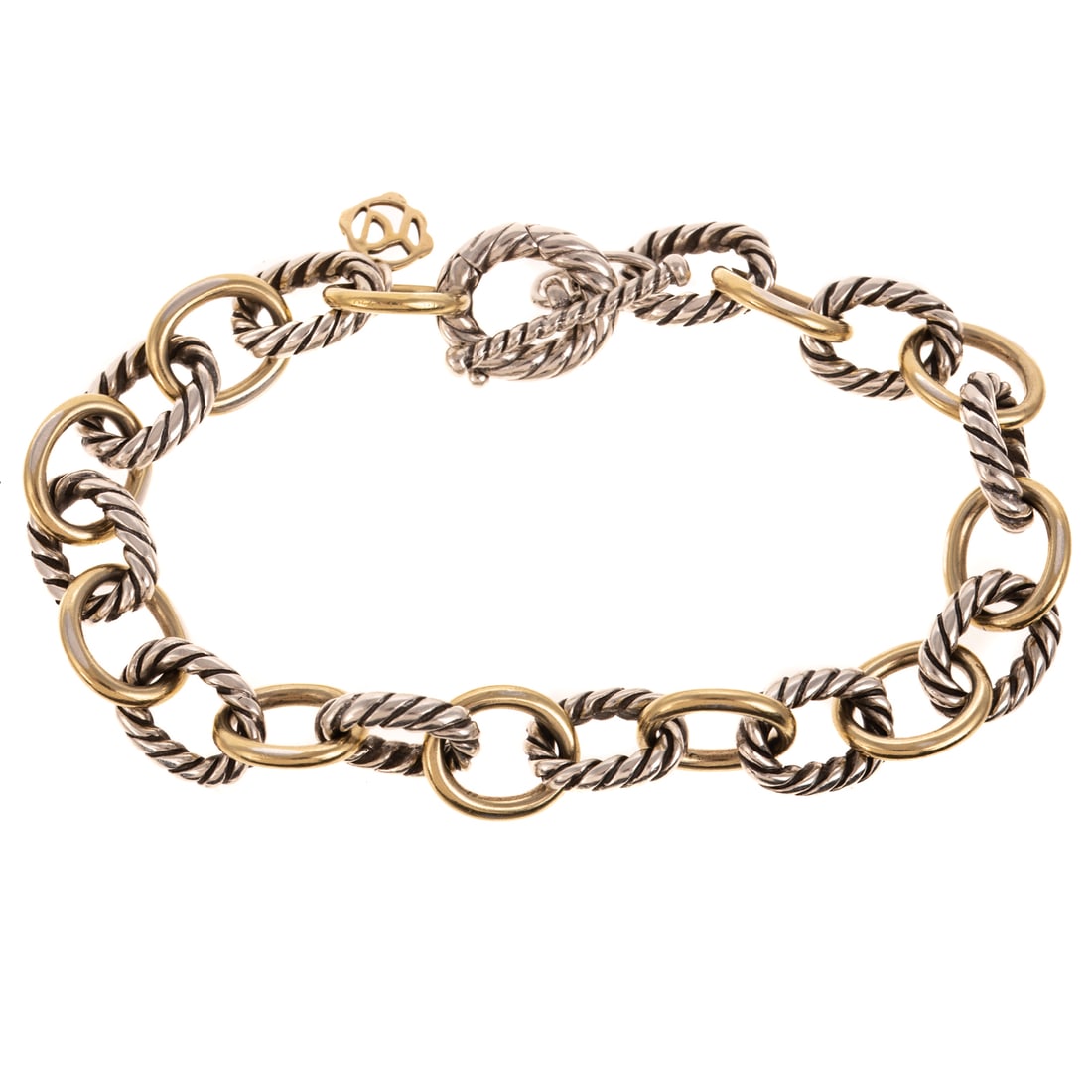 A David Yurman Two-Tone Cable Toggle Bracelet in Sterling Silver & 18K (1 of 3)