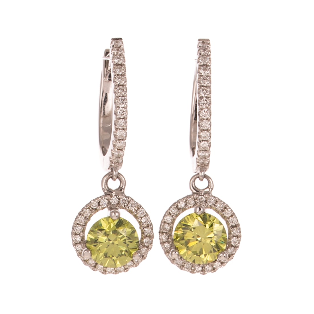 A Pair of Green & White Diamond Earrings in 18K (1 of 3)