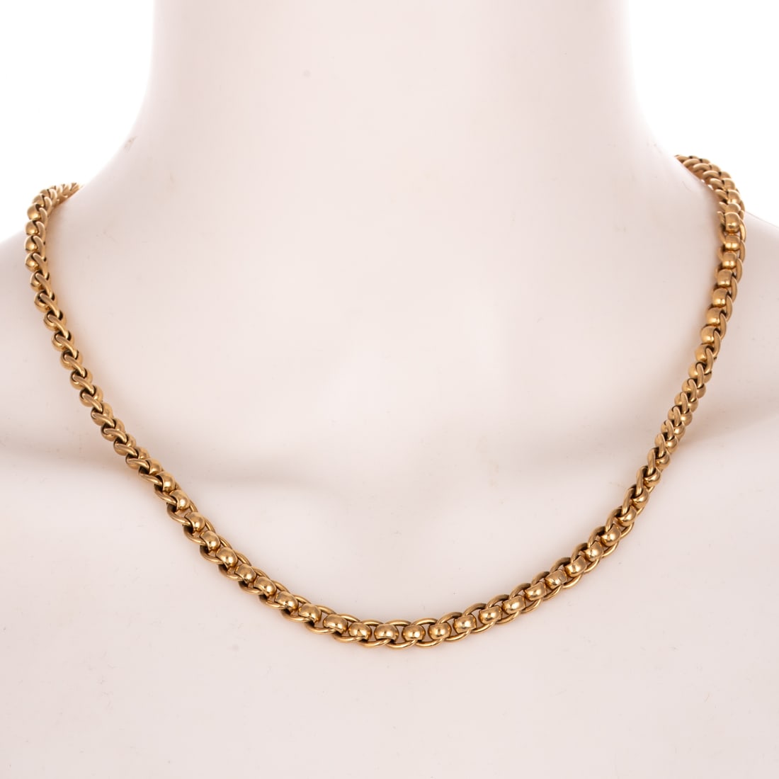 A 20.5 in. Solid Chain Link Necklace in 10K: 10K yellow gold necklace featuring high polish solid links designed with alternating curb and rolo links, magnetic ball clasp, 20 1/2 in. L, 51.3 grams tw
