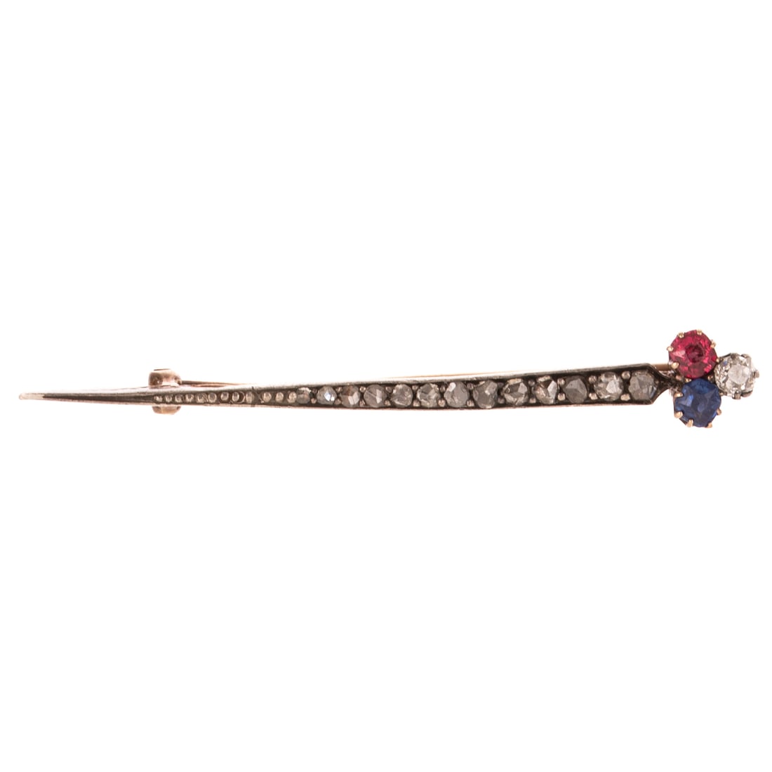 An Antique Diamond, Sapphire & Ruby Bar Pin (1 of 3)