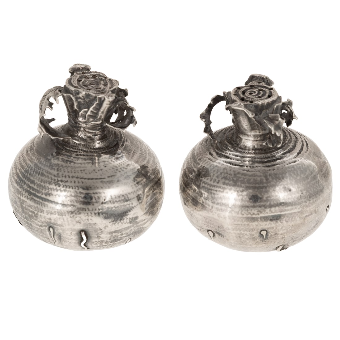 A Pair of Gorham Sterling Turnip-Form Salt Shakers (1 of 4)