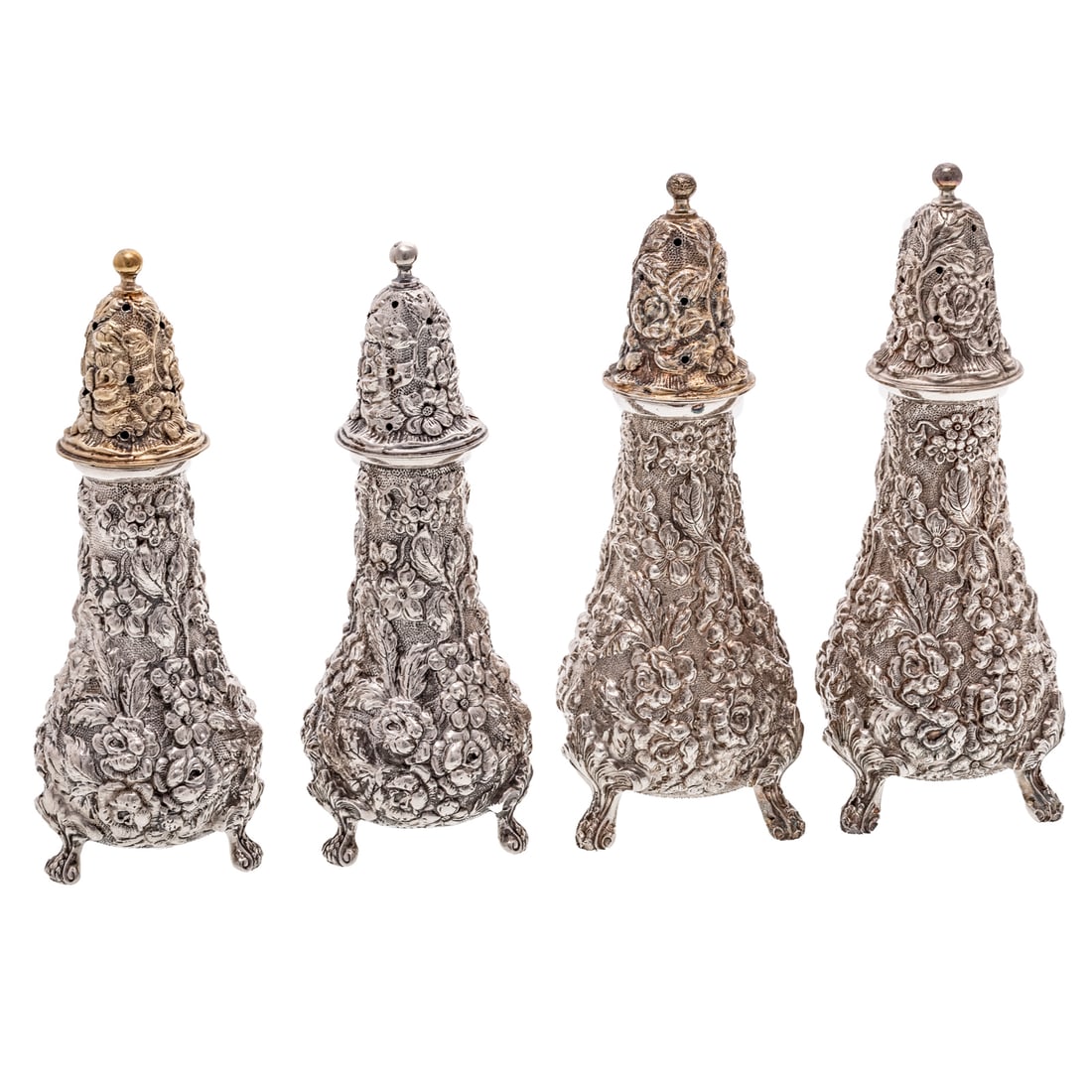 Four Stieff Sterling "Rose" Pepper Casters (1 of 4)