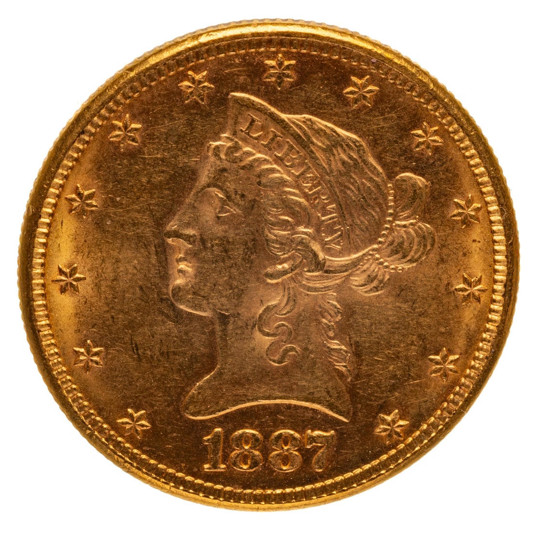 1887 $10 Liberty Gold Eagle AU details (1 of 3)